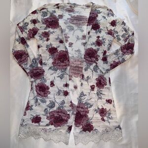 Charlotte Russe Floral Cardigan Size Large